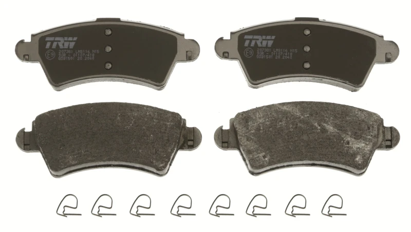Image of TRW GDB1501 Brake pad set not prepared for wear warning indicator, with accessories Brake Pad Set,disc brake (402)