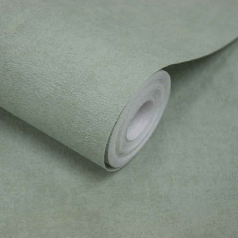 Image of Grandeco Alba Plaster Plain Textured Wallpaper, Teal Green
