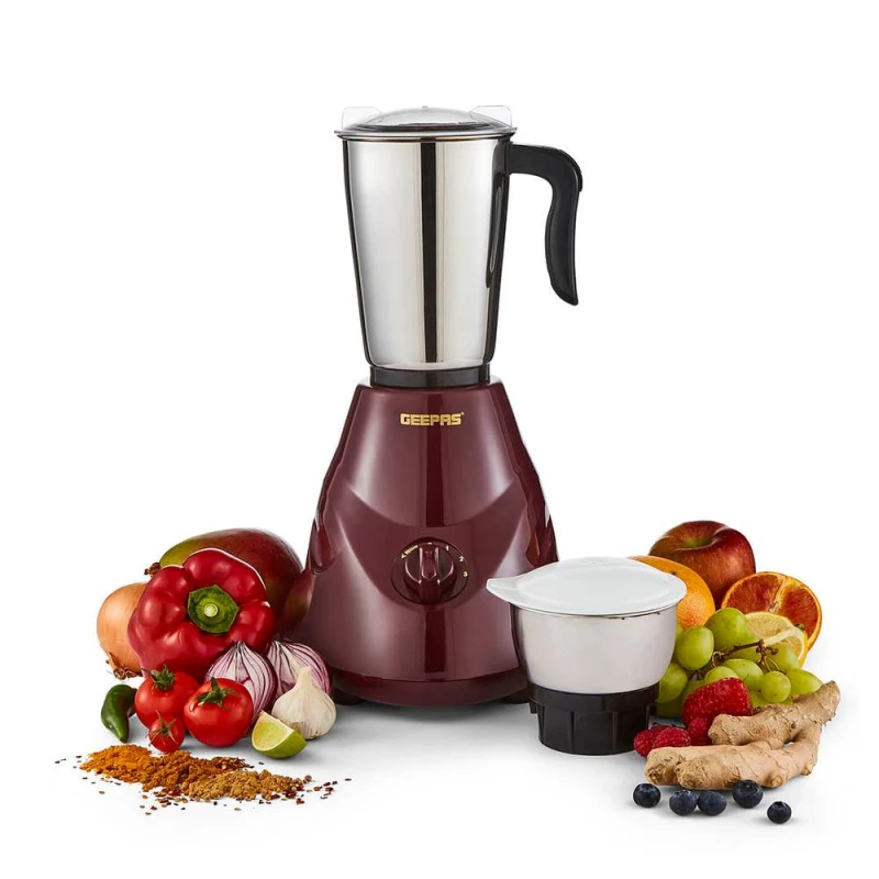 Image of Geepas 550W 2-in-1 Mixer Grinder Stainless Steel Jars & Blades 3 Speed Dark Pink unisex