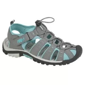 image of PDQ Womens/Ladies Toggle & Touch Fastening Sports Sandals (4 UK) (Grey/Jade)