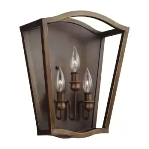 Image of 3 Bulb Wall Light Sconce Painted Aged Brass Finish LED E14 60W Bulb