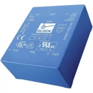 Image of Block FL 8/12 PCB mount transformer 2 x 115 V 2 x 12 V AC 8 VA 333 mA