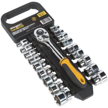 Image of Siegen 19 Piece 3/8" Drive Hexagon WallDrive Socket Set Metric 3/8"