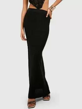 Image of Boohoo Crochet Maxi Skirt - Black, Size XL, Women