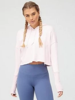 Image of Nike Yoga Luxe Cropped Hoodie - Rose , Rose, Size XL, Women