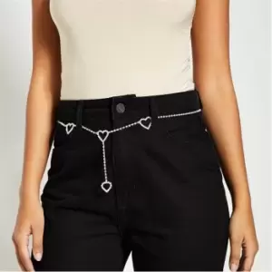 Image of I Saw It First Heart Detail Diamante Chain Belt - Metallics