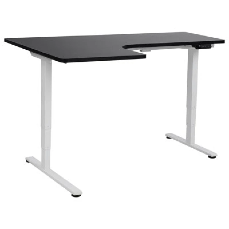 Image of Beliani Electric Adjustable Corner Desk Destines Black/ White 160 Cm 109cm Left Hand