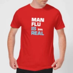 Image of Plain Lazy Man Flu Is Real Mens T-Shirt - Red - L