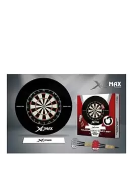 image of Xq Max Surround Tournament Dartboard Set - Includes Bristle Dartboard, Michael Van Gerwen Darts, Flights, Surround Ring