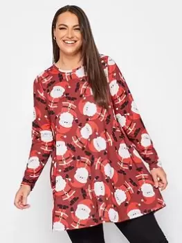 Image of Yours Novelty Long Sleeve Santa Tunic - Red, Size 14, Women
