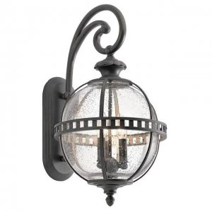 image of 3 Light Outdoor Globe Wall Lantern Light Grey IP44, E14