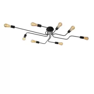 Image of Lester Classic Flush Ceiling Light - 8xE27 - Black