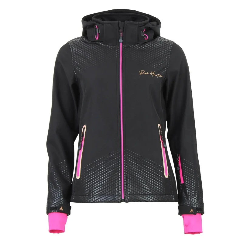 Image of Womens zip-up hooded fleece jacket Peak Mountain Softshell Noir Female M