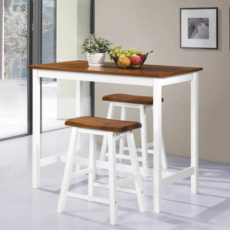 Image of VIDAXL Bar Table and Stool Set 3 Pieces Solid Wood vidaXL 245547fr
