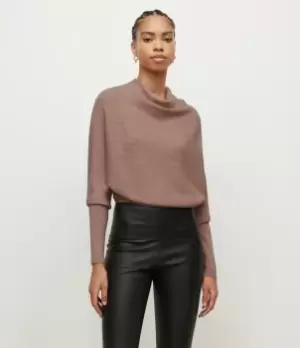 Image of AllSaints Womens Ridley Cashmere Blend Cropped Jumper, Pashmina Pink, Size: XS