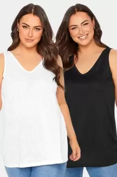 image of 2 PACK Linen Look Vest Tops