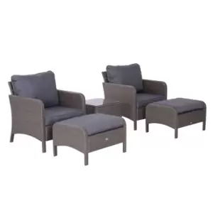 Image of Outsunny 5Pcs Outdoor Rattan Furniture Set Footstool Coffee Table Garden