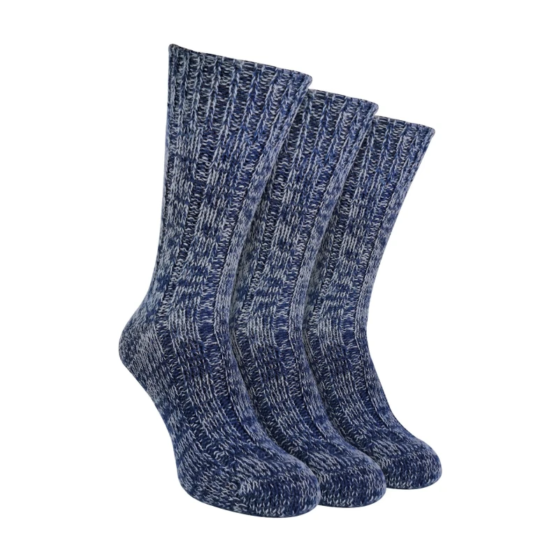 Image of Sock Snob Sock Snob Men 3 Pack Warm 100% Wool Ribbed Socks with Reinforced Heel and Toe in Blue Size: 6-11 Blue 6-11 Male 5056632617524
