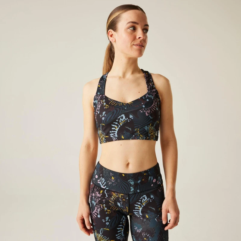 Image of Dare 2b Womens Swift II Medium Impact Sports Bra Black Energetic female M