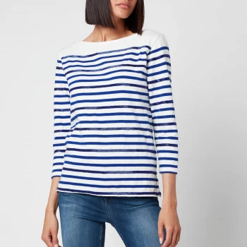 Image of Polo Ralph Lauren Womens Stripe Logo T-Shirt - Deckwash White/Heritage Royal - M
