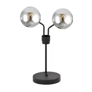 Image of Nova Black Globe Table Lamp with Graphite Glass Shades, 2x E14