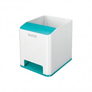 Leitz WOW Sound Pen Holder Dual Colour WhiteIce Blue 53631051