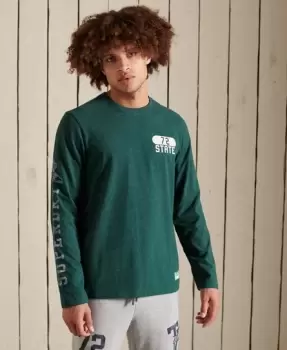 Image of Superdry Mens Track & Field Long Sleeve Top Green / Pine Marl - Size: L