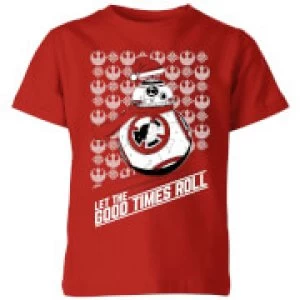Image of Star Wars Let The Good Times Roll Kids Christmas T-Shirt - Red - 11-12 Years