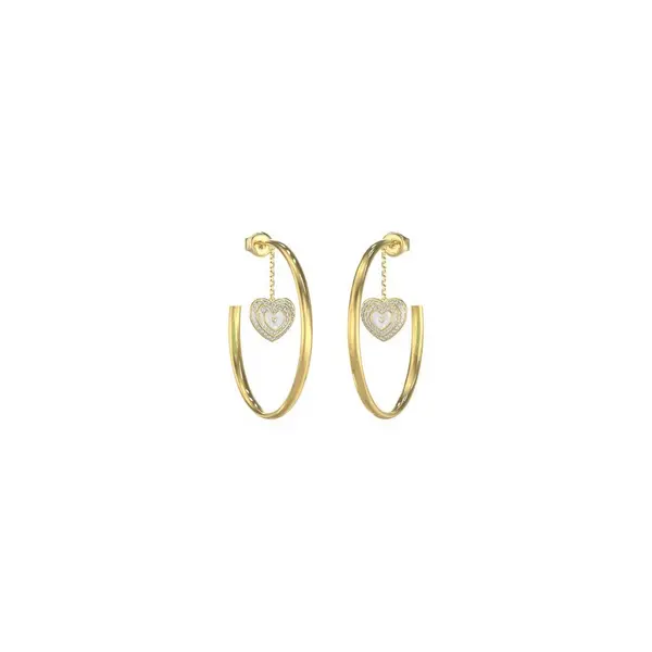 Image of Guess Jewellery Ladies 50mm Mother of Pearl Crystal Hoop Earrings UBE0