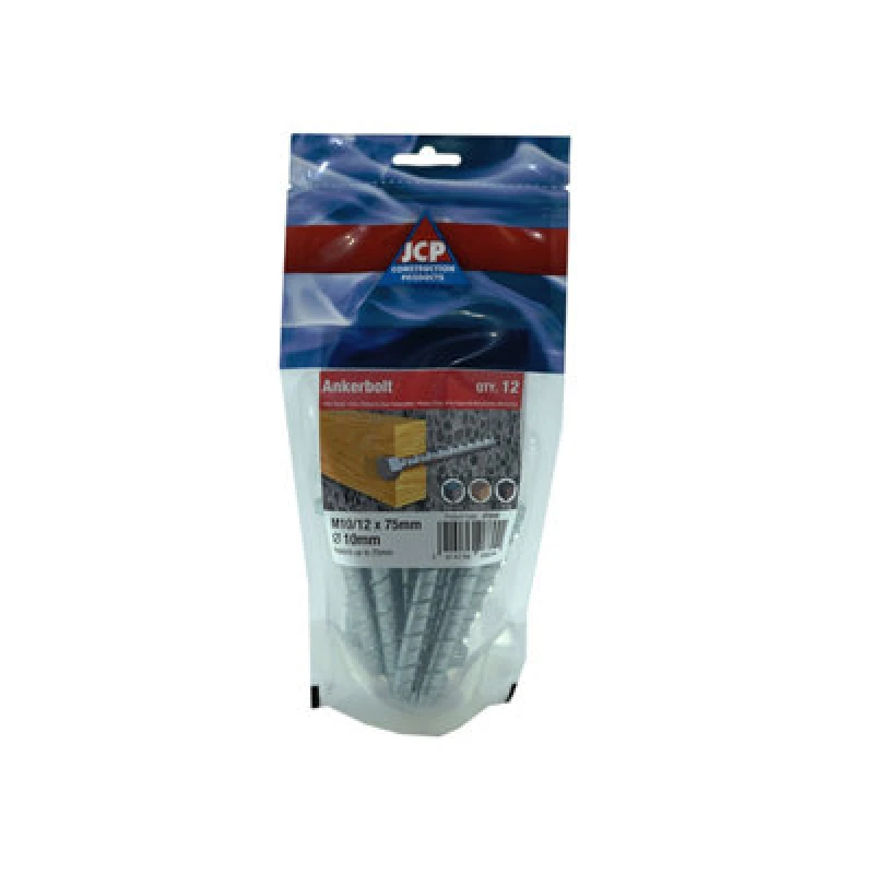 Image of Jcp Fixings Ankerbolts Hexagon Head Bzp - 10/12 X 75mm - Fjpojab10/12075 - Heavy-Duty Fixings -