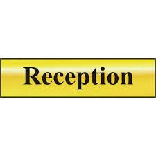 image of ASEC Reception 200mm x 50mm Gold Self Adhesive Sign