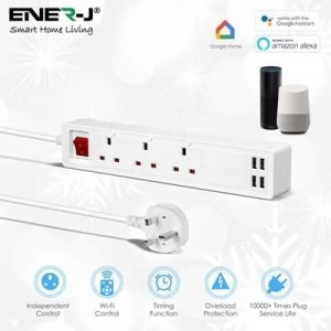 image of ENER-J WiFi Smart Mains Power 3-Gang Extension with USB