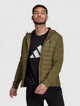 image of adidas Varilite Hybrid Hood Jacket - Khaki, Size XS, Men