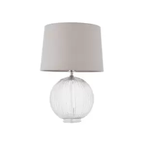 Image of Endon Lighting Jemma & Mia - Table Lamp Clear Ribbed Glass & Natural Linen 1 Light IP20 - E27