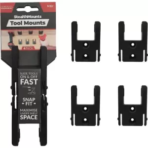 image of Stealth Mounts 4 Pack Tool Mounts For Milwaukee 18v M18 Tools Black