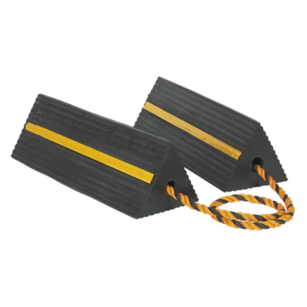 Image of Sealey WC11 Heavy-Duty Rubber Wheel Chocks 8kg - Pair