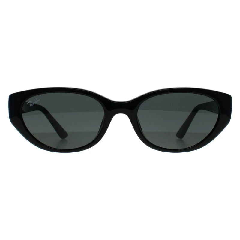 Image of Ray-Ban Womens Oval Polished Black Dark Grey RB4457D Bio Based Black Female One Size