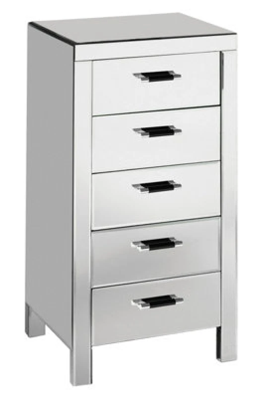 Image of Orsina 5 Drawers Mirrored Chest, Modern Chest Of Drawers, Spacious Storage Chest For Living Room, Drawer Chest