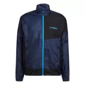 image of adidas Terrex Trail Running Printed Wind Jacket Mens - Shadow Navy / Black