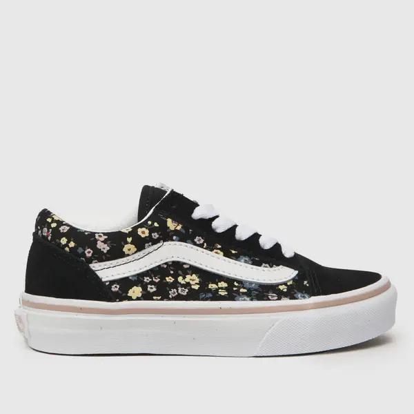 Image of Vans Black old skool Girls Junior trainers Black UK 10 (EU 27)