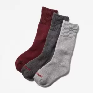 Image of Timberland Three Pack Marled Crew Socks Gift Box For Her In Black Black, Size M