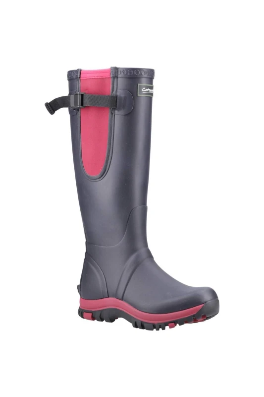 Image of Cotswold Womens Milton Adjustable Wellington Boot in Navy Size: 3 Navy Female 3