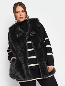Image of Yours Yours Plush Fur Gilet With Toggles, Black, Size 30-32, Women