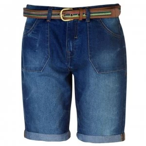 image of SoulCal Belted Boyfriend Shorts Ladies - Mid Wash