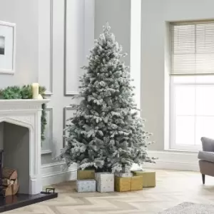 Image of Kaemingk Everlands - The Winter Workshop - 7ft / 210cm Premium Snowy Grand Fir Artificial Christmas Tree - pvc and pe Mixed Needles with 1808 Hand