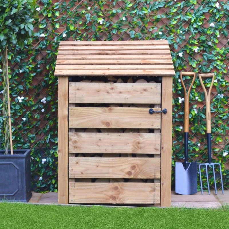 Image of Rutland County Garden Furniture Ltd Burley 4ft Log Store with Doors - L80 x W89.5x H128cm - Rustic Brown Brown Unisex