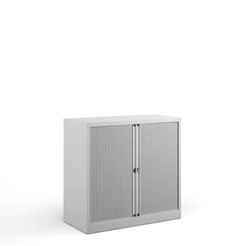 image of Bisley systems storage low tambour cupboard 1000mm high - white