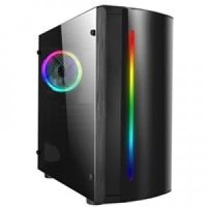 image of CiT Beam Micro Tower 2 x USB 2.0 Acrylic Side Window Panel Black Case with RGB LED Strip & Fan