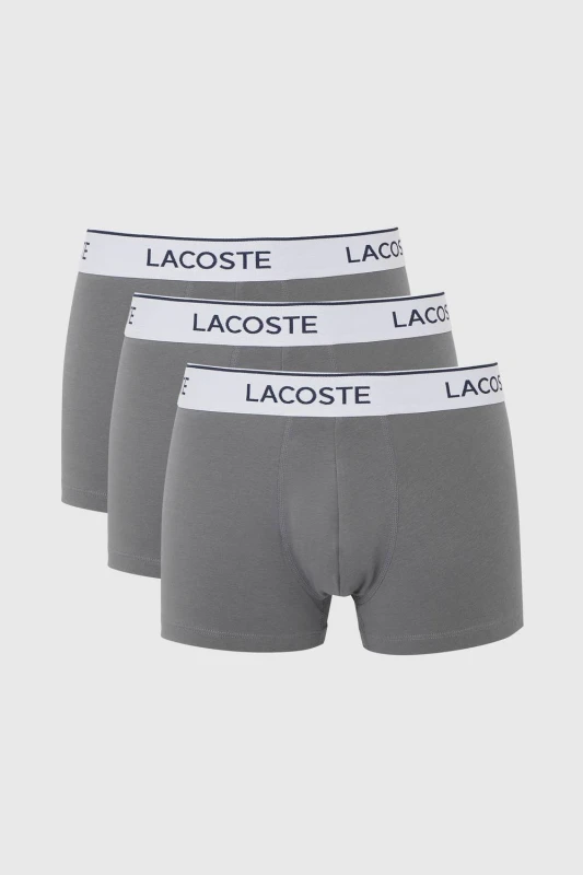 Image of Lacoste Mens 3 Pack Boxers Grey Size: Small Grey Male S