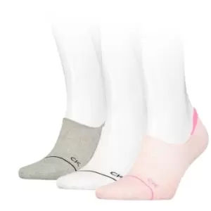 Image of Calvin Klein Klein High Cut 3 Pack Trainer Socks Womens - Pink
